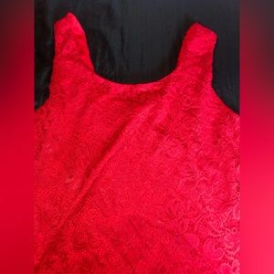 Scoop Neck Love Red Scallop Trim Top